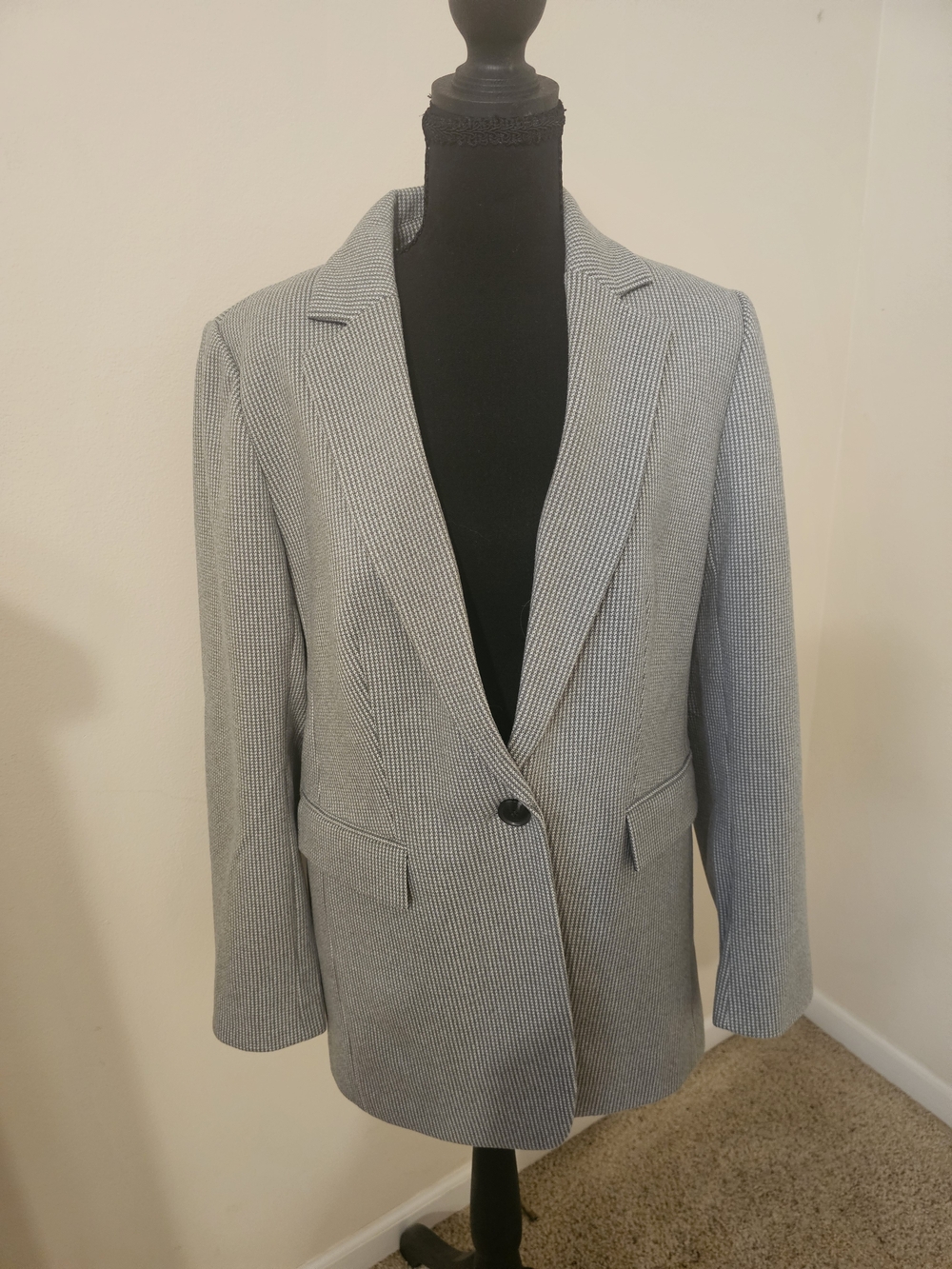 LOFT Grey Pinstripe Tailored Single-Button Blazer